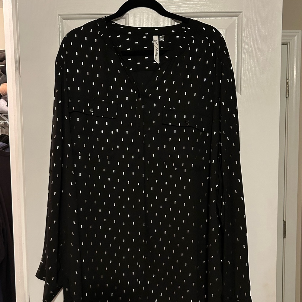 NY Collection Black and White Blouse
